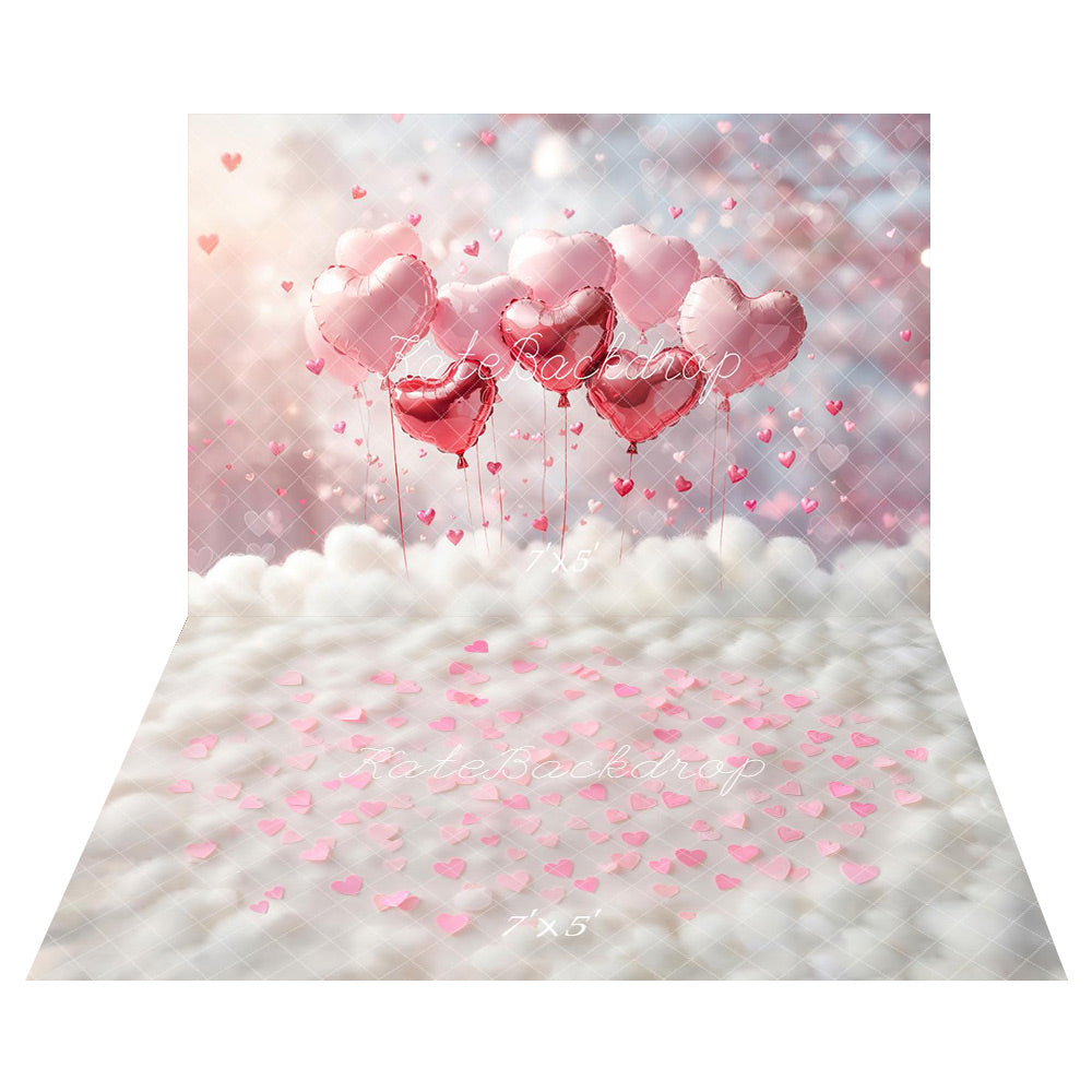 Kate Valentine's Day Heart-shaped Balloons  + Clouds Floor Backdrop