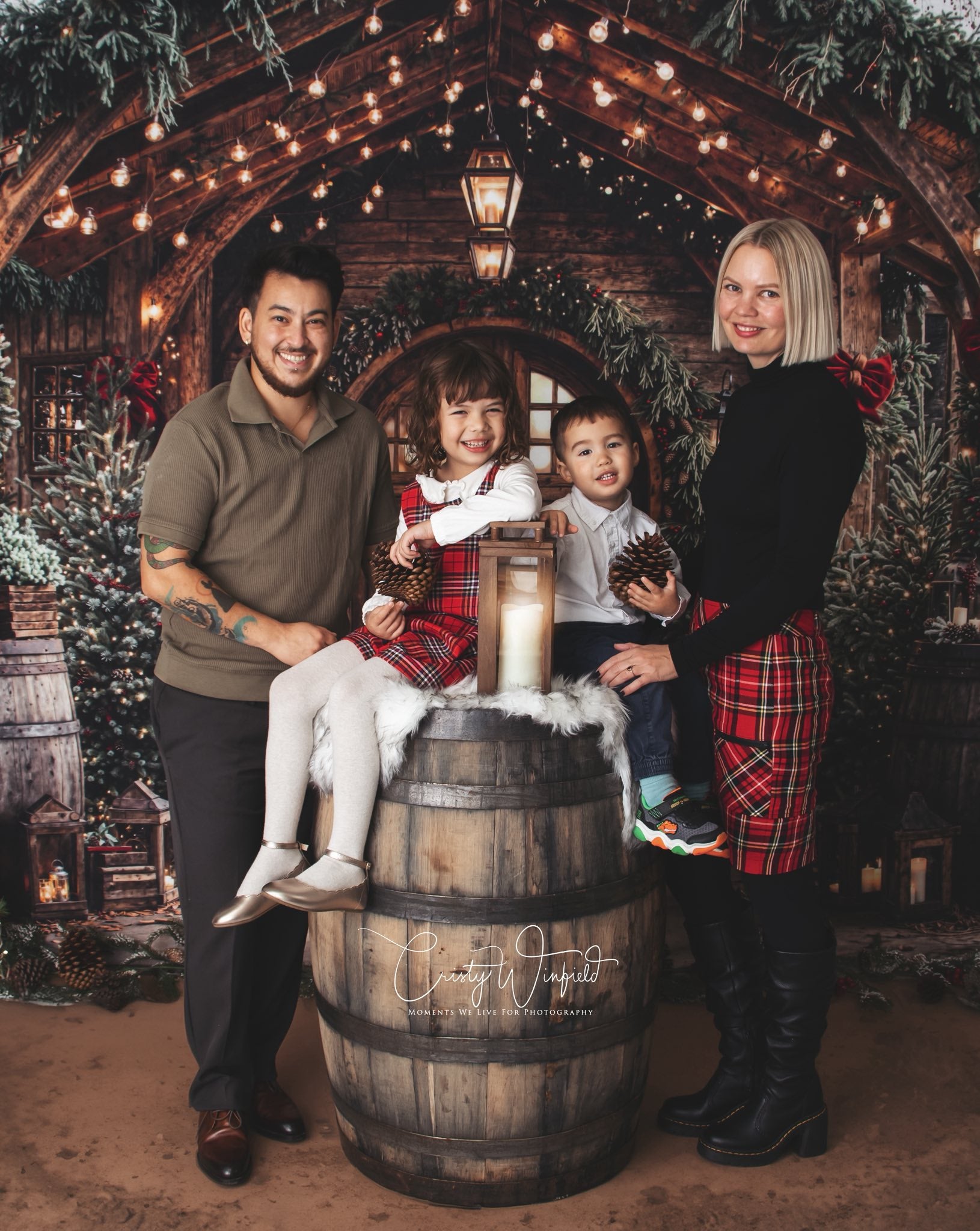 Kate Christmas Wooden Barrels Backdrop Designed by Emetselch - Kate Backdrop AU