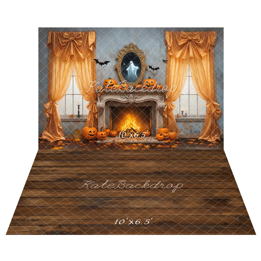 Kate Halloween Ghost Mirror+Wood Floor Backdrop