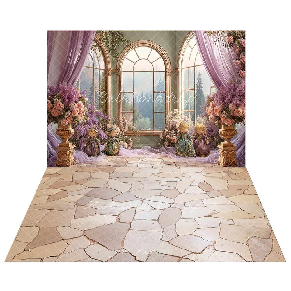 Kate Spring Window Purple Doll+Stone Floor Backdrop