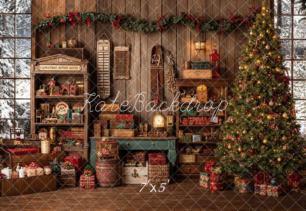 Kate Christmas Tree Wood Gifts Backdrop Designed by Emetselch
