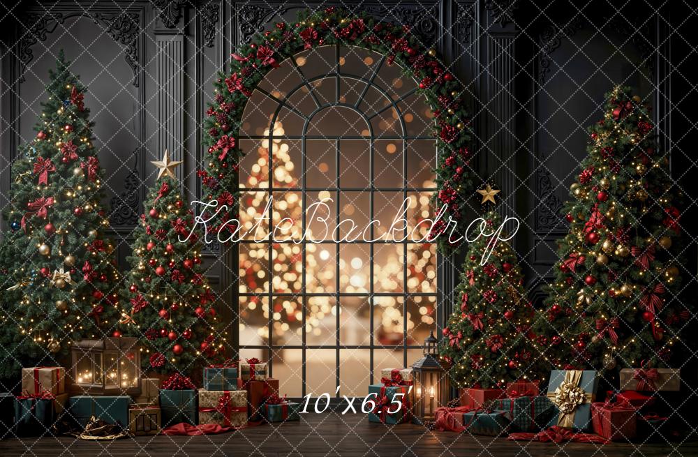 Kate Christmas Tree Arch Bokeh Window Backdrop Designed by Emetselch