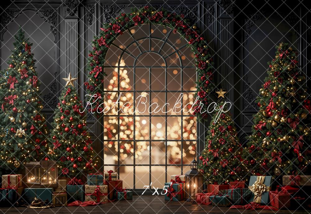 Kate Christmas Tree Arch Bokeh Window Backdrop Designed by Emetselch