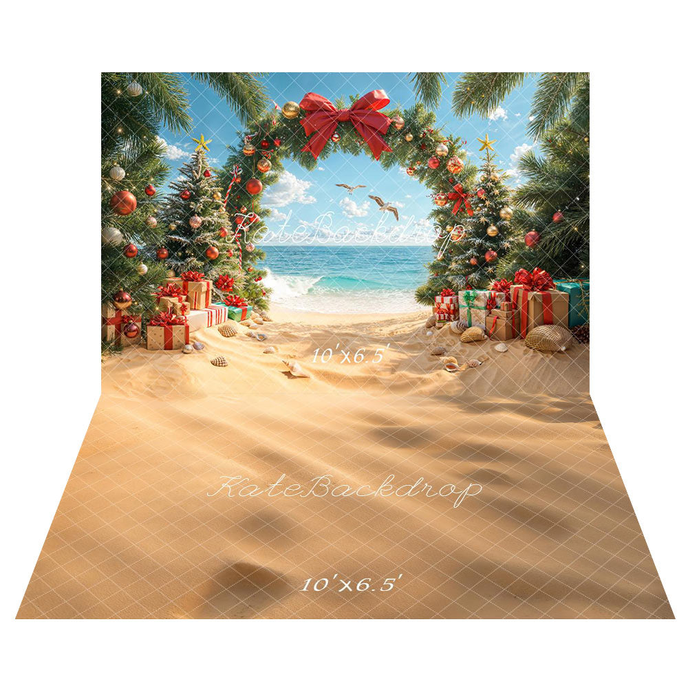 Kate Beach Christmas Arch Bow+Sand Floor Backdrop