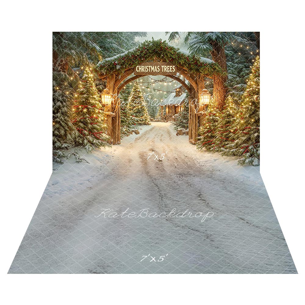 Kate Christmas Trees Arch Backdrop+Snow Floor Backdrop