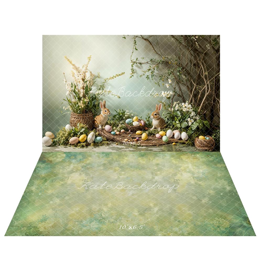Kate Easter Bunny Backdrop+Abstract Texture Floor Backdrop