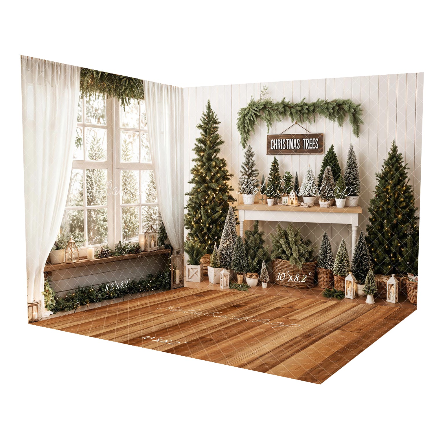 Kate Christmas Trees Window Wood Floor Room Set