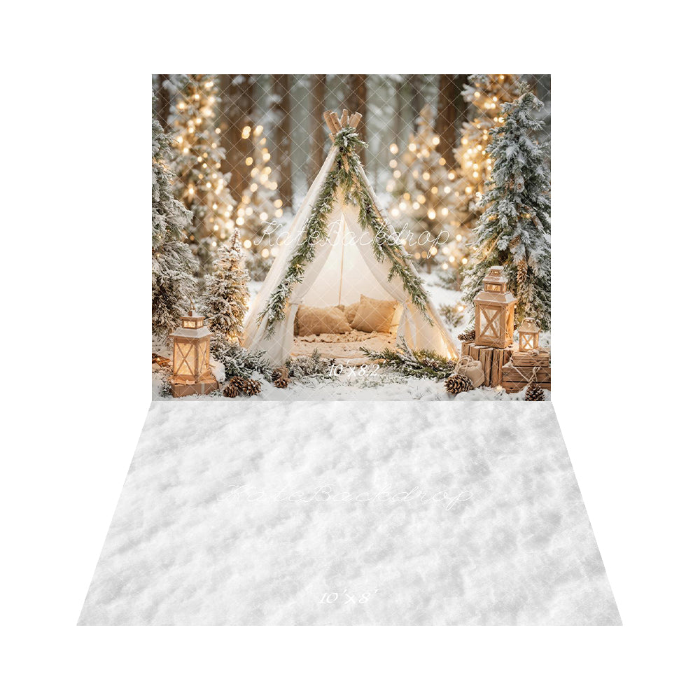 Kate Winter Forest Tent Bokeh Backdrop+Snow Floor Backdrop