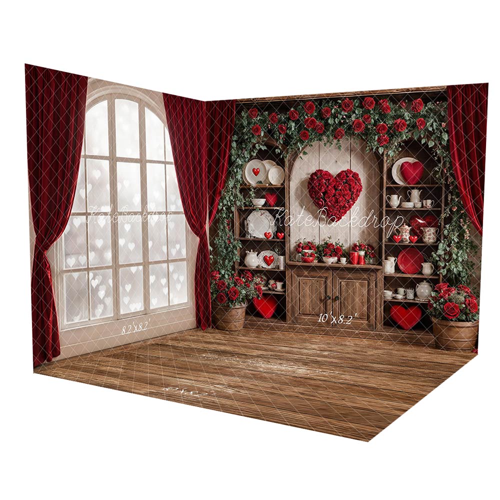 Kate Valentine Rose Cabinet Arch Bokeh Window Room Set