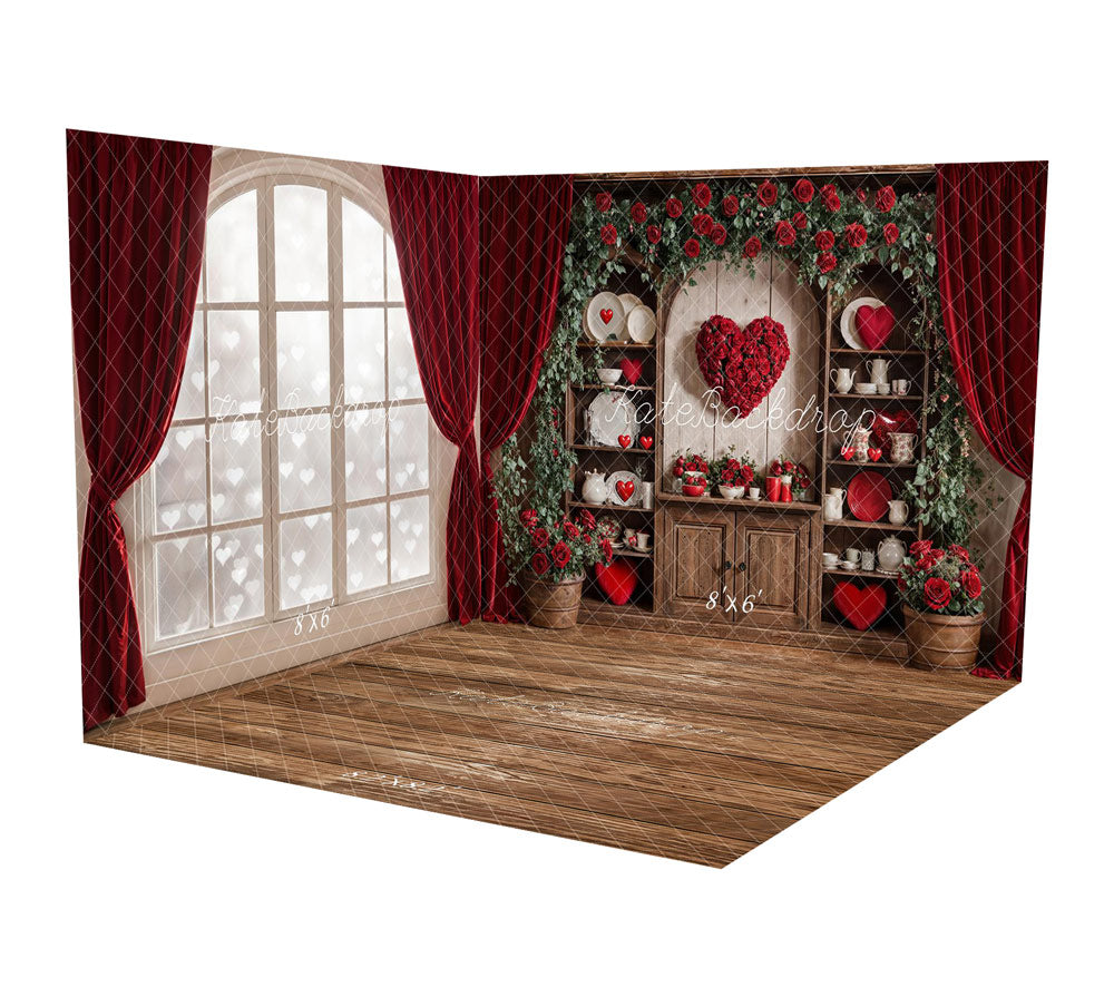 Kate Valentine Rose Cabinet Arch Bokeh Window Room Set