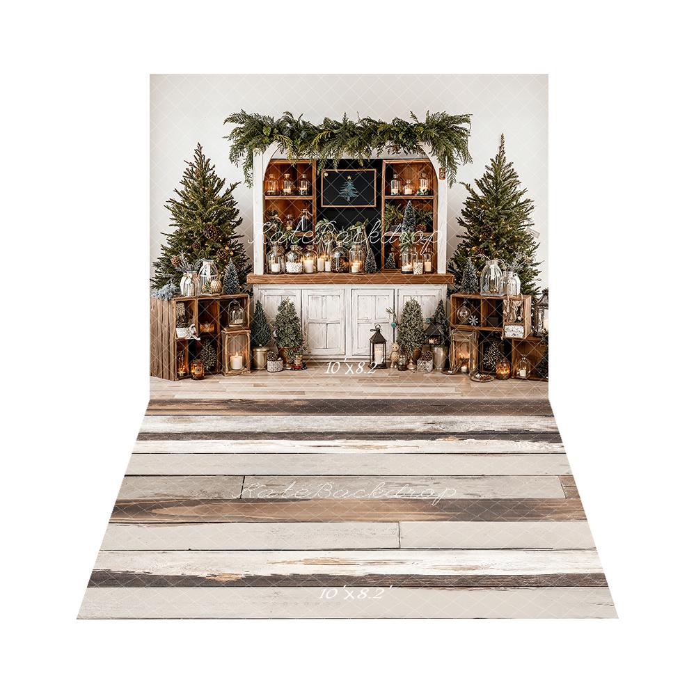 Kate Christmas Candy Cabinet Backdrop+Wood Floor Backdrop