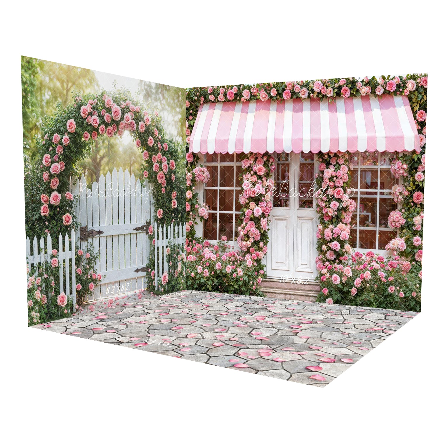 Kate Arch Fence Pink Flowers Spring Room Set
