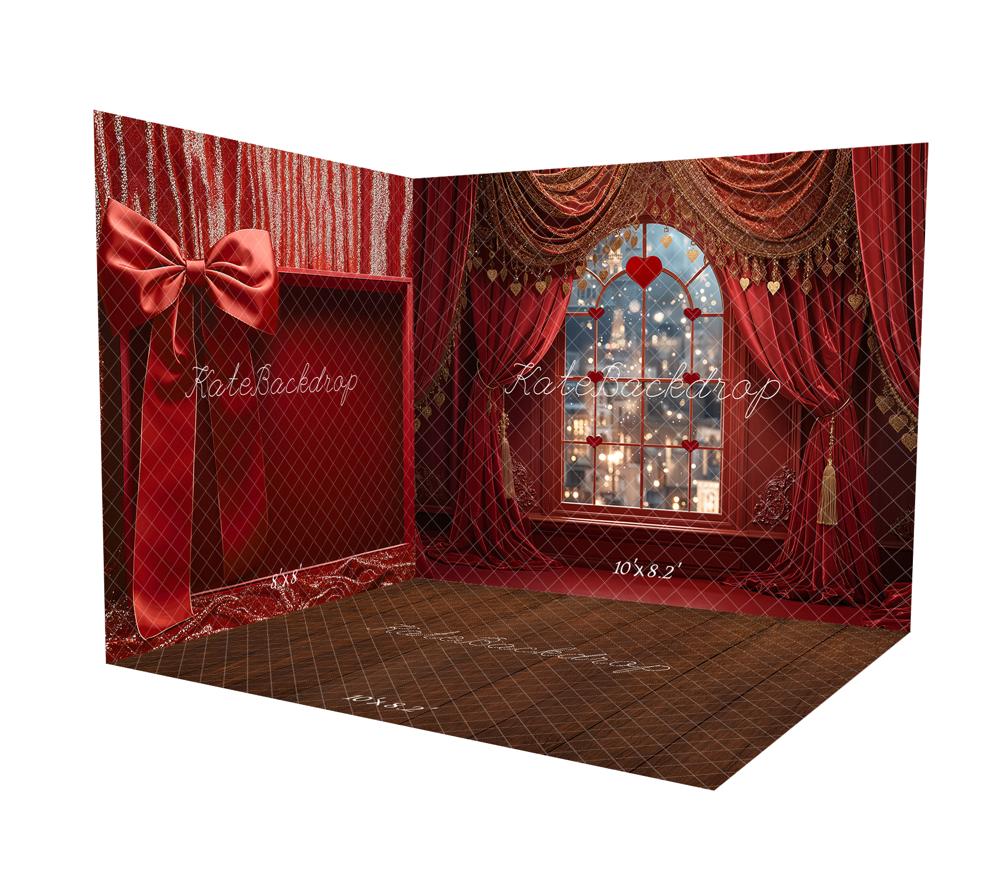 Kate Valentine's Day Bow Wall Window Curtain Room Set