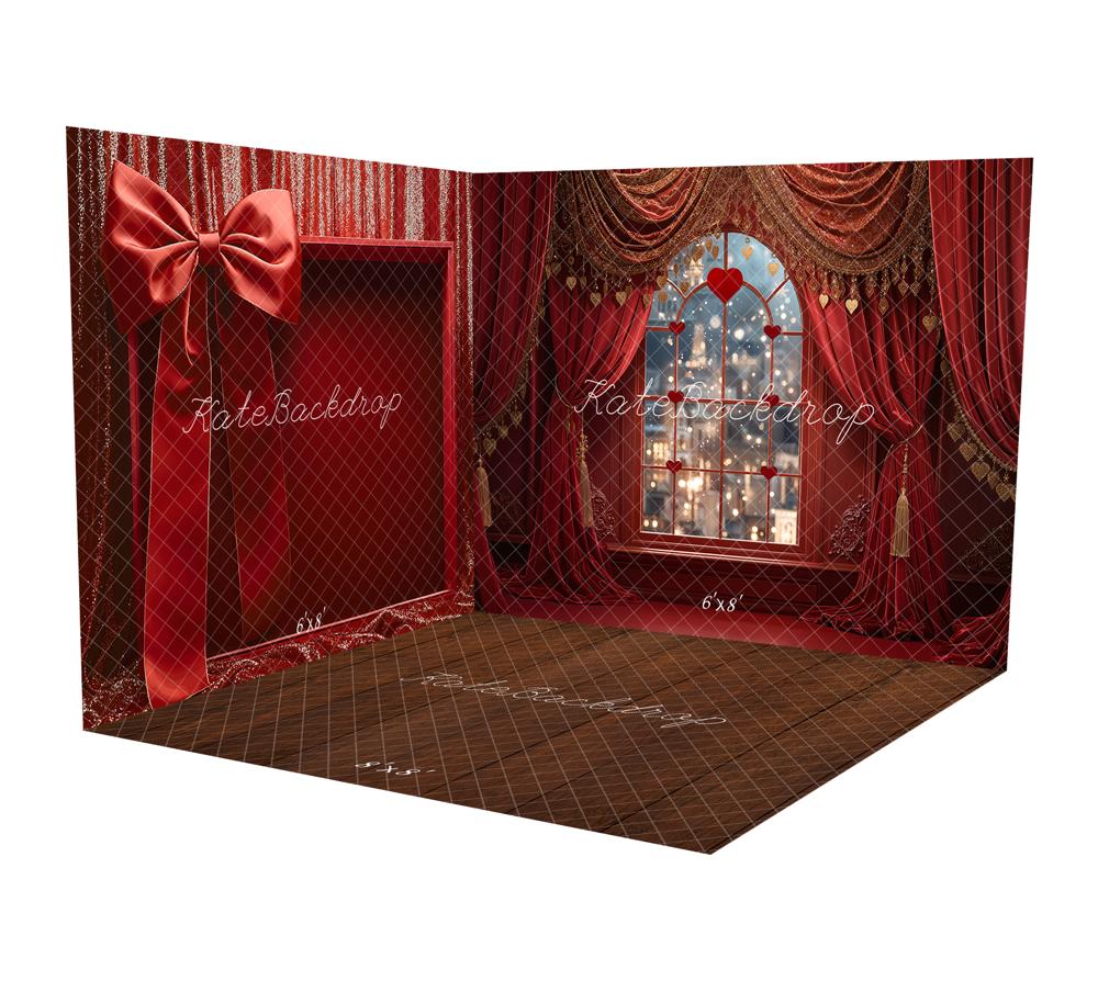 Kate Valentine's Day Bow Wall Window Curtain Room Set
