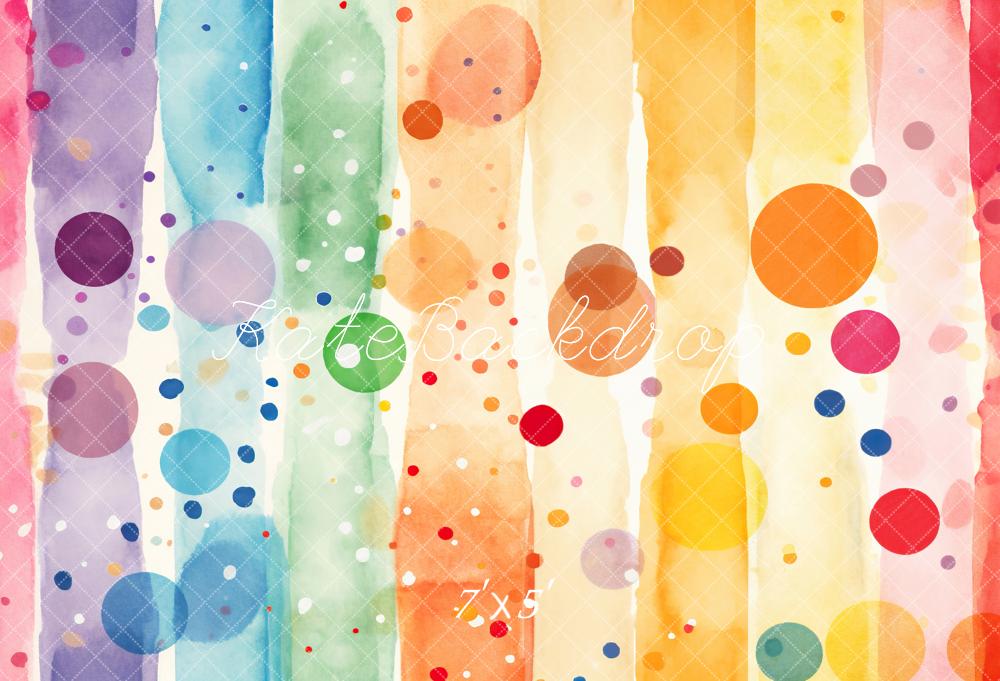 Kate Colorful Polka Dots and Stripes Vinyl Backdrop Floor
