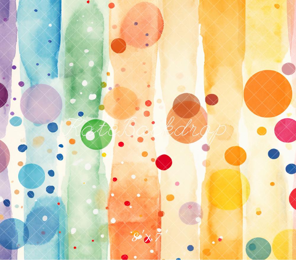 Kate Colorful Polka Dots and Stripes Vinyl Backdrop Floor