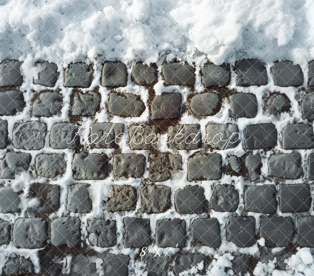 Kate Brick Wall Snow Vinyl Backdrop Floor