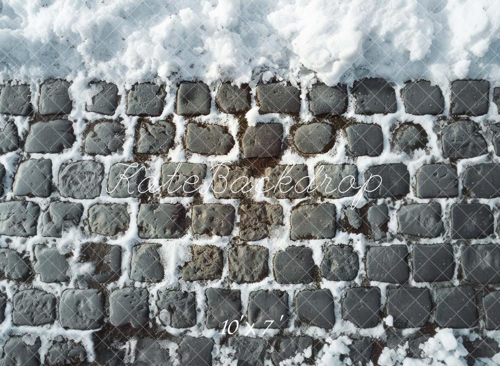 Kate Brick Wall Snow Vinyl Backdrop Floor