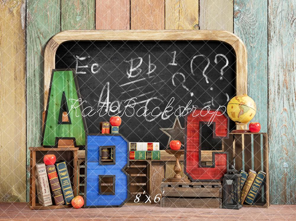 Kate Back to School Blackboard Colorful ABC Fleece Backdrop