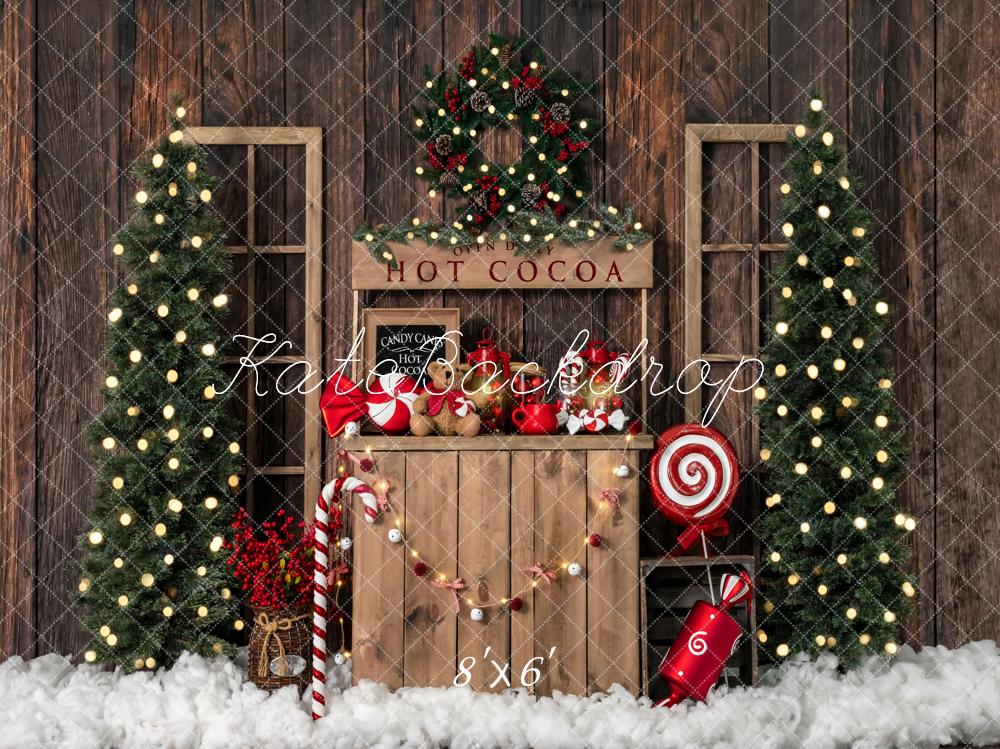 Kate Christmas Tree Fleece Backdrop Winter Hot Cocoa Designed by Emetselch - Kate Backdrop AU