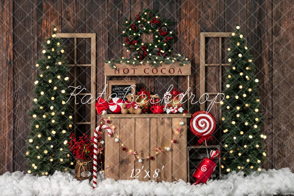 Kate Christmas Tree Fleece Backdrop Winter Hot Cocoa Designed by Emetselch - Kate Backdrop AU