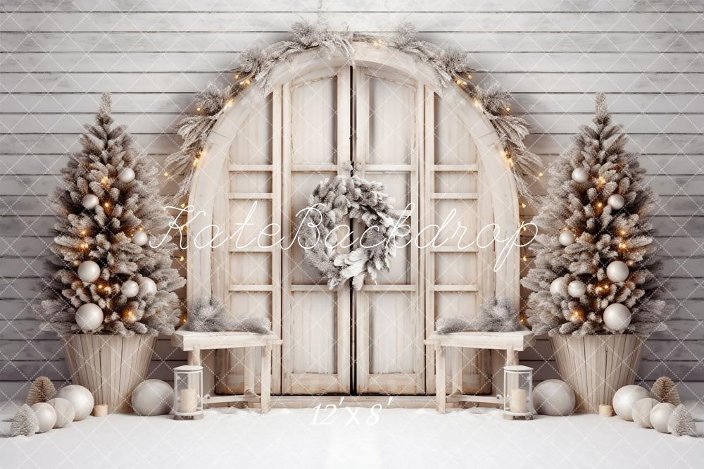 Kate White Christmas Barn Fleece Backdrop for Photography