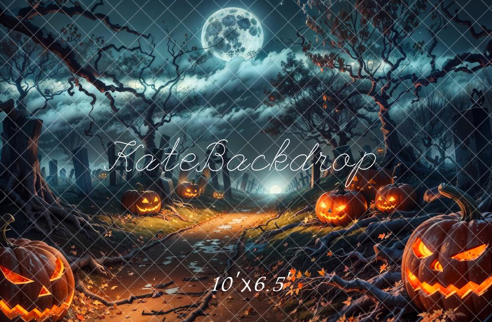 Kate Fleece Halloween Night Moon Backdrop Designed by Emetselch