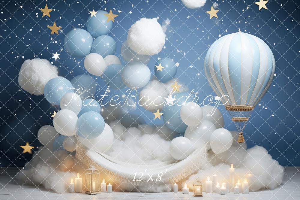Kate Cake Smash Sweet Dream Hot Air Balloon Fleece Backdrop Designed by Chain Photography - Kate Backdrop AU