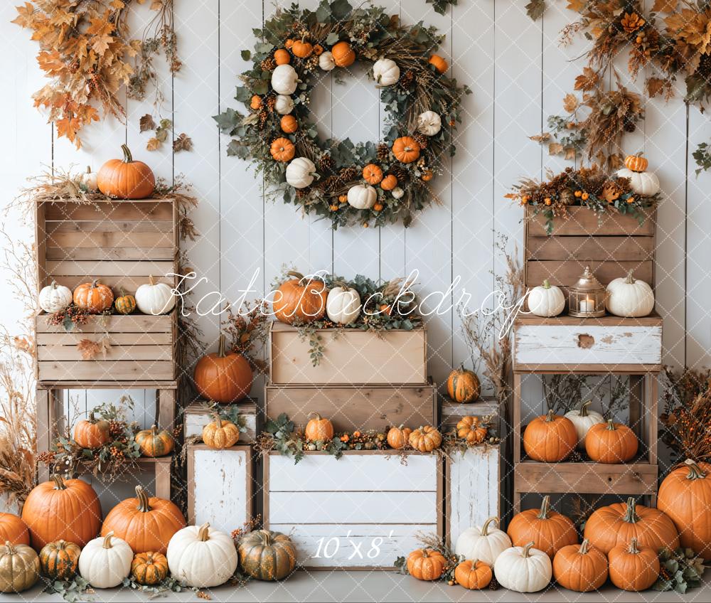Kate Fleece Fall Pumpkins Backdrop Designed by Emetselch - Kate Backdrop AU