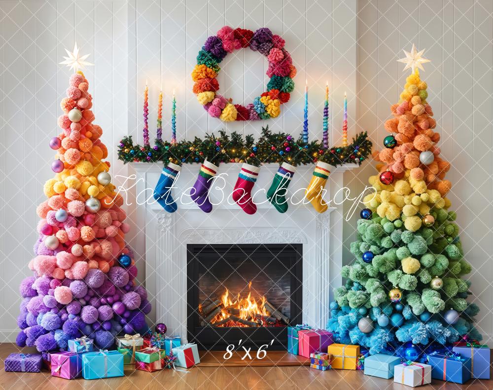 Kate Fleece Colorful Christmas Tree Backdrop Designed by Emetselch - Kate Backdrop AU