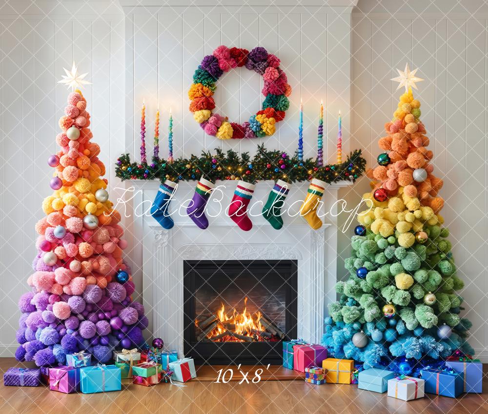 Kate Fleece Colorful Christmas Tree Backdrop Designed by Emetselch - Kate Backdrop AU