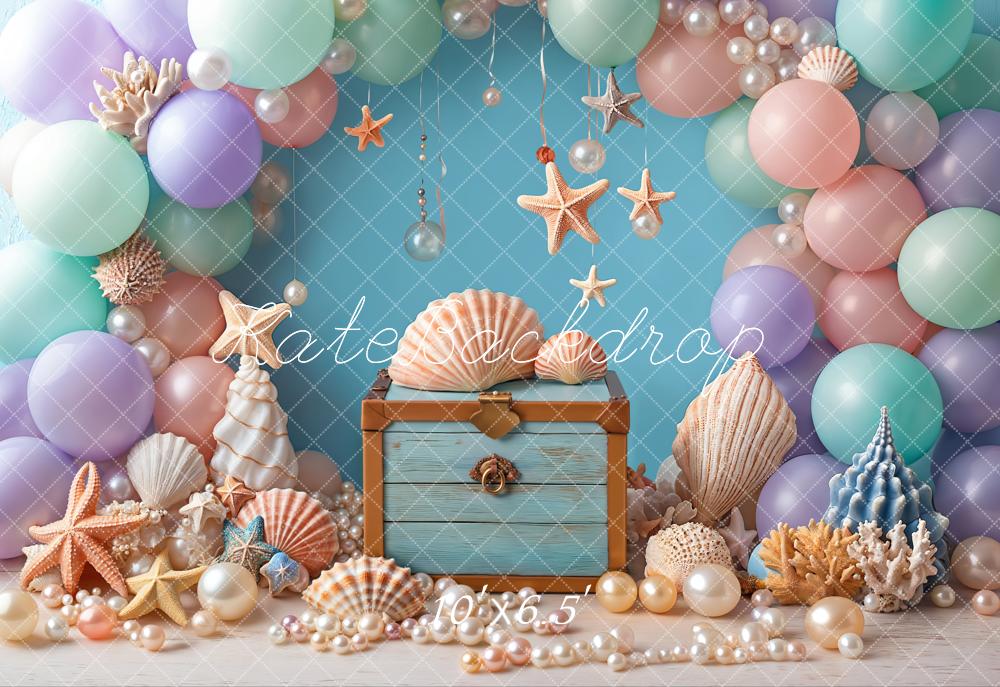 Kate Fleece Pearl Balloon Shell Mermaid Backdrop Designed by Emetselch - Kate Backdrop AU