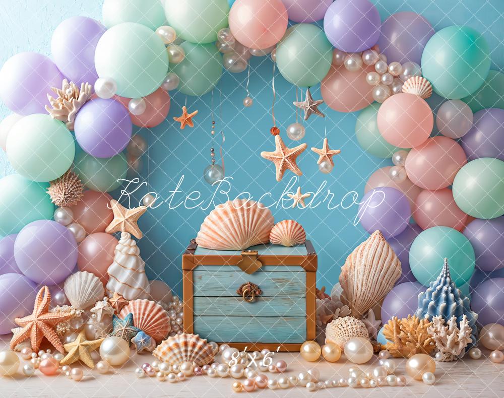 Kate Fleece Pearl Balloon Shell Mermaid Backdrop Designed by Emetselch - Kate Backdrop AU