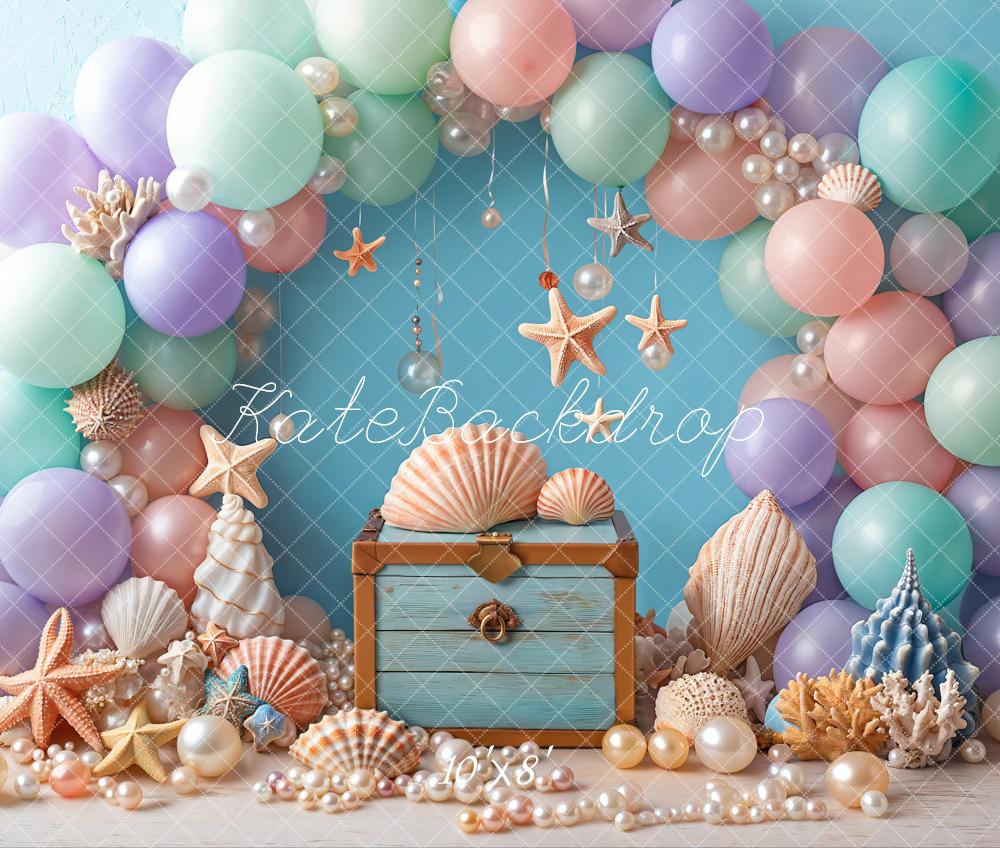 Kate Fleece Pearl Balloon Shell Mermaid Backdrop Designed by Emetselch - Kate Backdrop AU