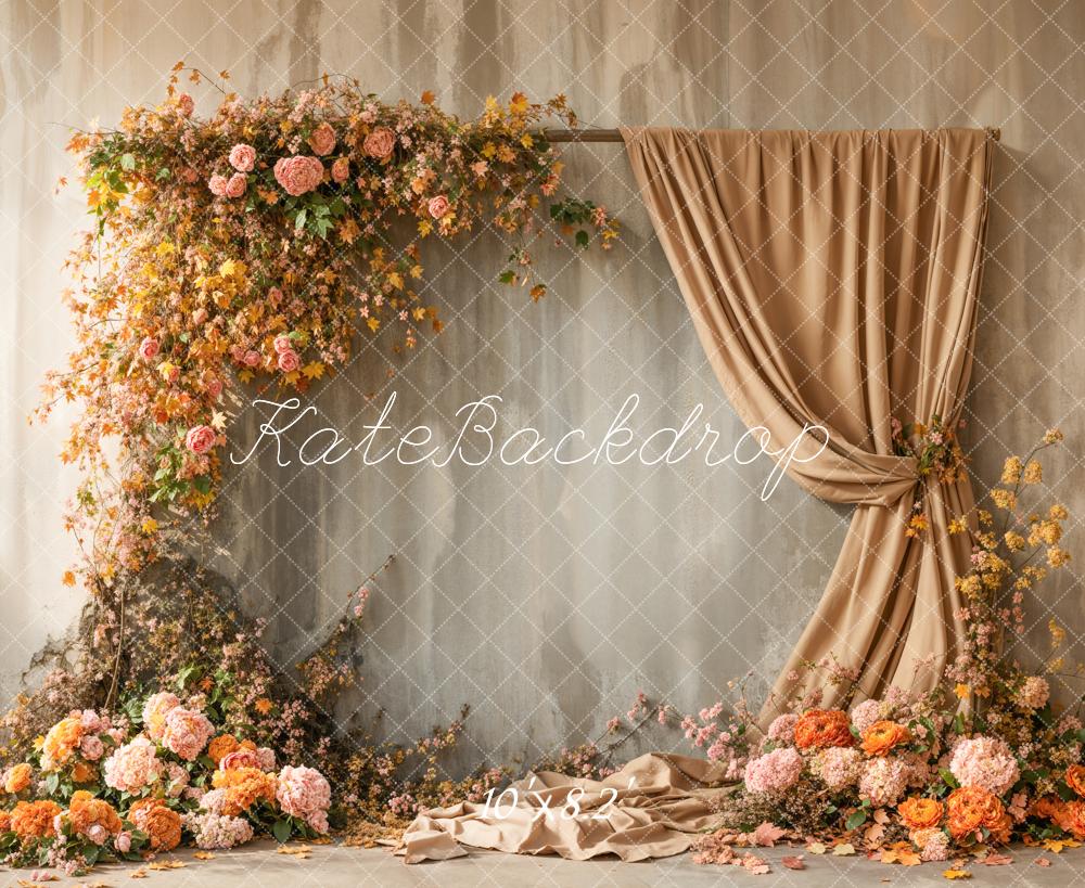 Kate Fleece Fall Floral Arch Curtains Backdrop Designed by Emetselch - Kate Backdrop AU