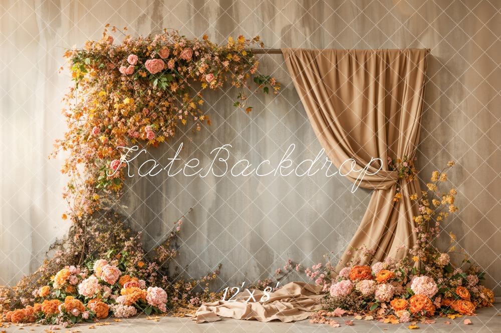 Kate Fleece Fall Floral Arch Curtains Backdrop Designed by Emetselch - Kate Backdrop AU