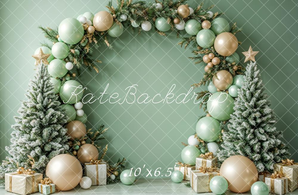 Kate Fleece Green Christmas Tree Balloon Backdrop Designed by Emetselch - Kate Backdrop AU
