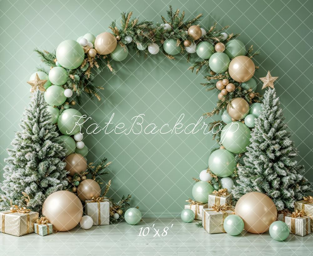 Kate Fleece Green Christmas Tree Balloon Backdrop Designed by Emetselch - Kate Backdrop AU