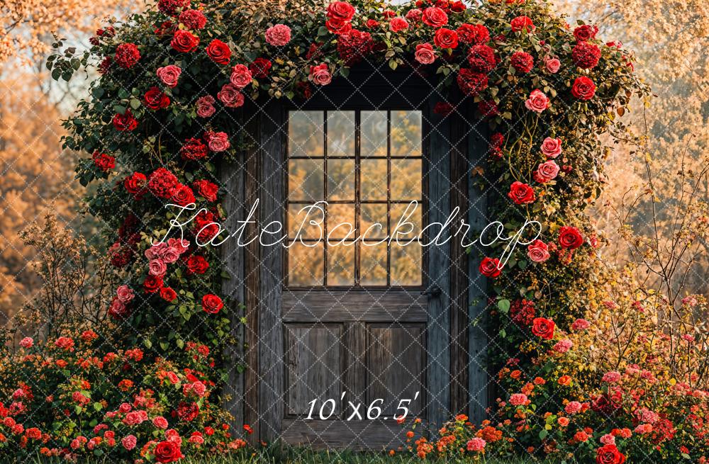 Kate Fleece Spring Rose Door Backdrop Designed by Emetselch - Kate Backdrop AU