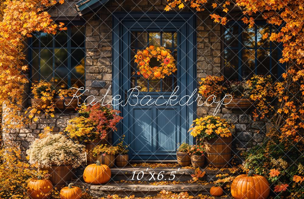 Kate Fall Pumpkin Doorstep Backdrop Designed by Emetselch - Kate Backdrop AU