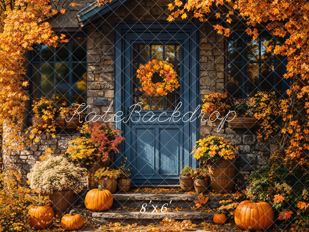 Kate Fall Pumpkin Doorstep Backdrop Designed by Emetselch - Kate Backdrop AU