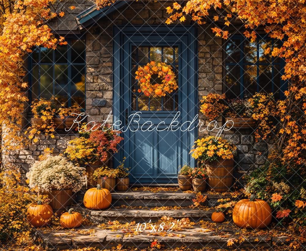 Kate Fall Pumpkin Doorstep Backdrop Designed by Emetselch - Kate Backdrop AU