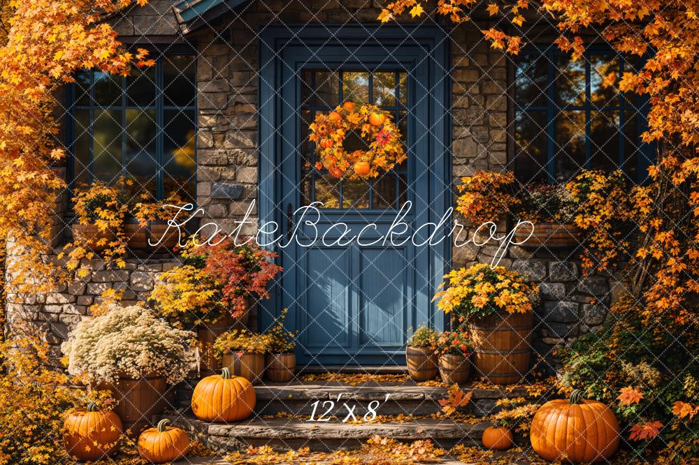 Kate Fall Pumpkin Doorstep Backdrop Designed by Emetselch - Kate Backdrop AU
