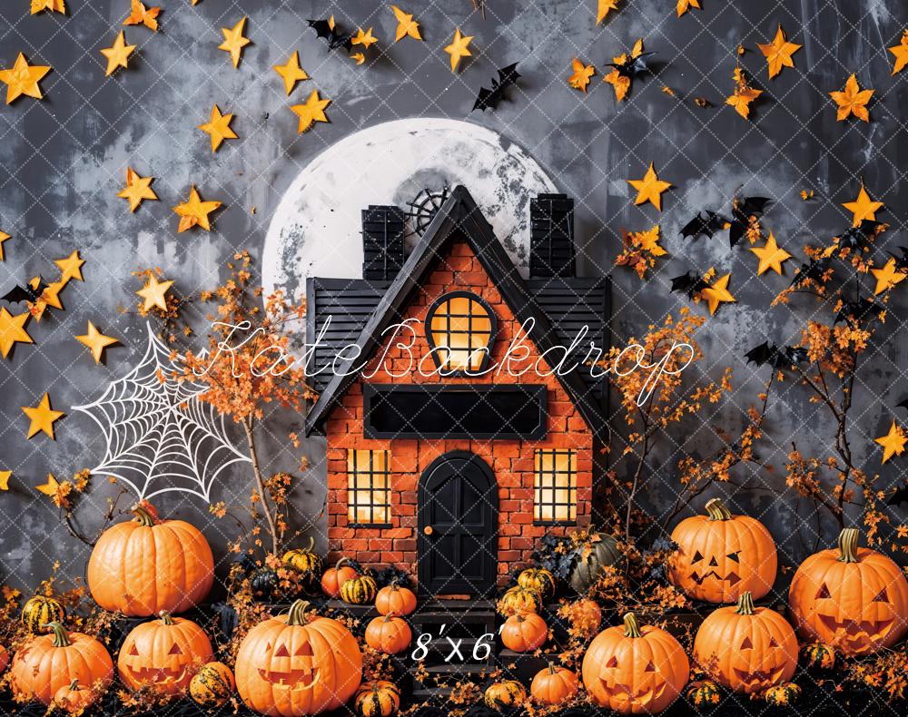 Kate Fleece Halloween Pumpkin Moon Backdrop Designed by Emetselch