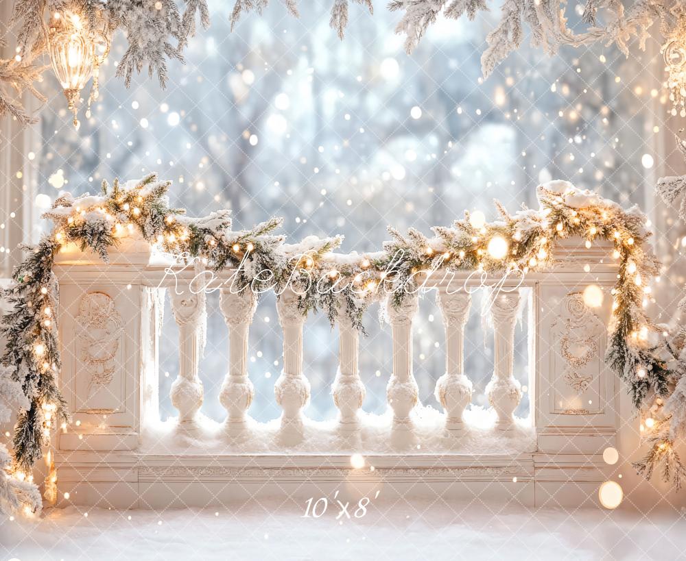 Kate Fleece Winter Snow Bokeh Christams Backdrop Designed by Emetselch