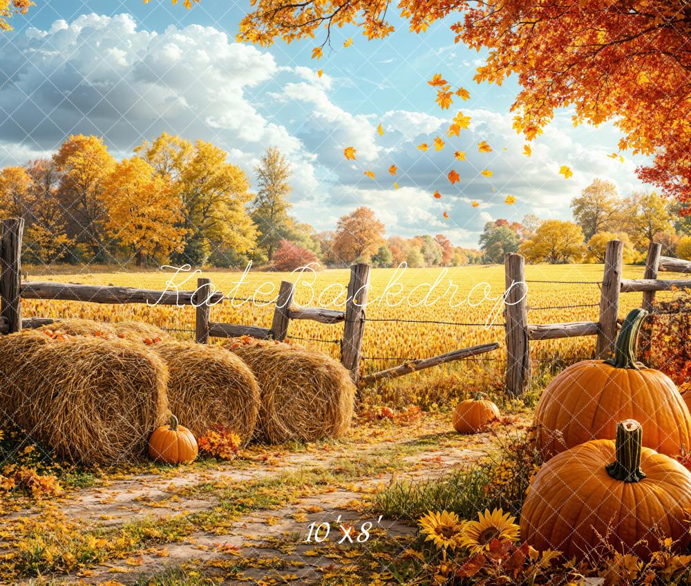 Kate Fleece Fall Harvest Pumpkin Field Backdrop Designed by Emetselch - Kate Backdrop AU