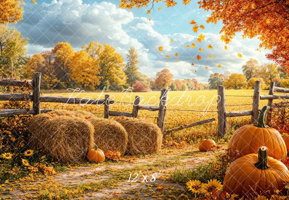 Kate Fleece Fall Harvest Pumpkin Field Backdrop Designed by Emetselch - Kate Backdrop AU