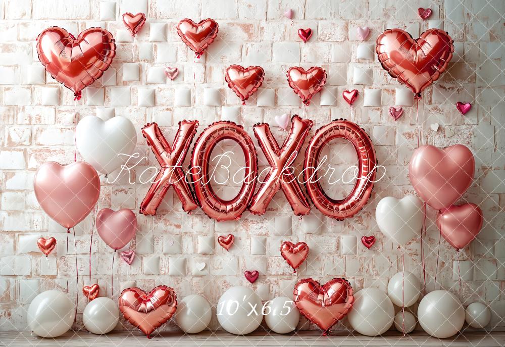 Kate Fleece Valentine's Day Heart Balloon Backdrop Designed by Emetselch
