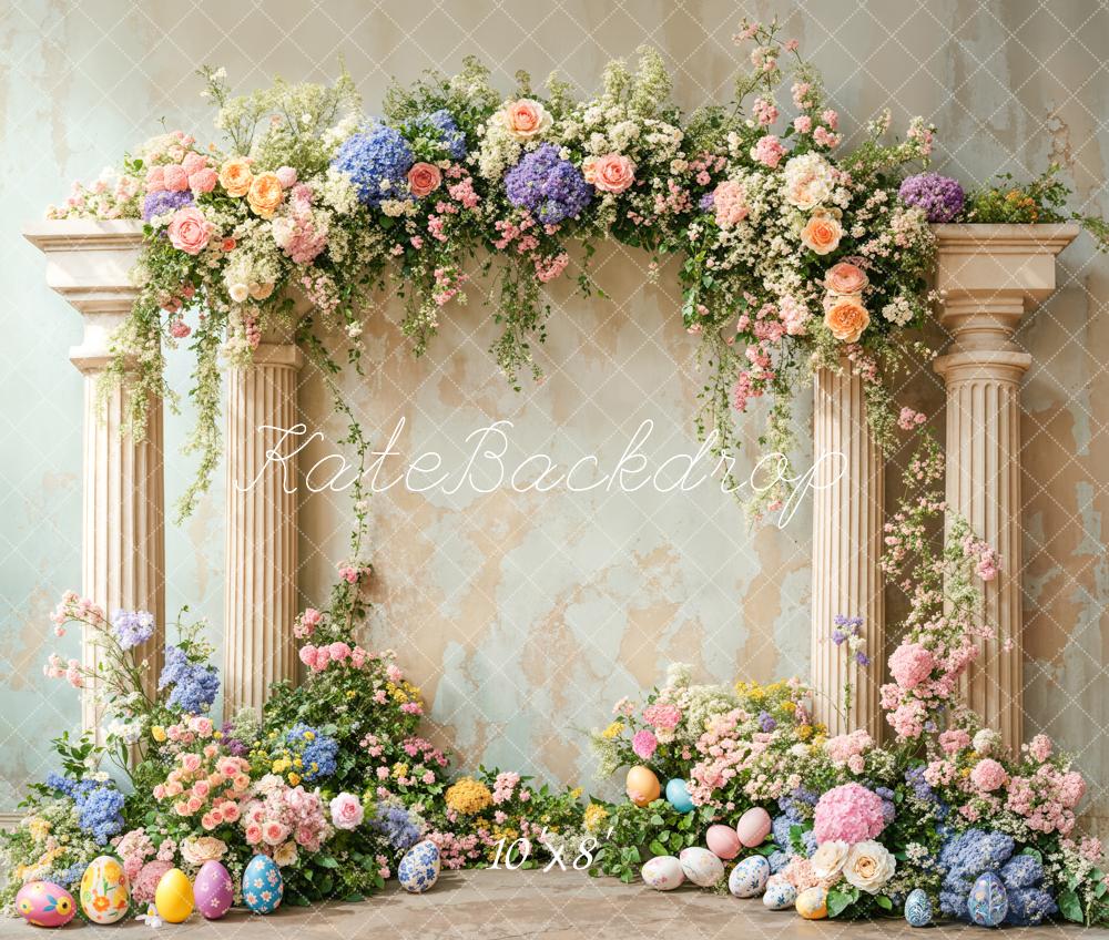 Kate Easter Colorful Flower Retro Arch Backdrop Designed by Emetselch - Kate Backdrop AU