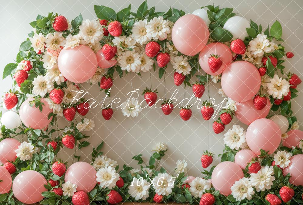Kate Spring Strawberry Pink Balloon Backdrop Designed by Emetselch - Kate Backdrop AU